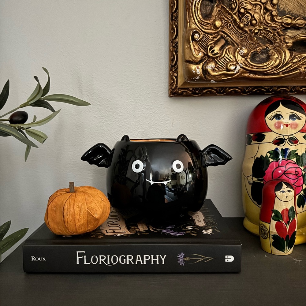 Magenta Black Bat Planter NWT
